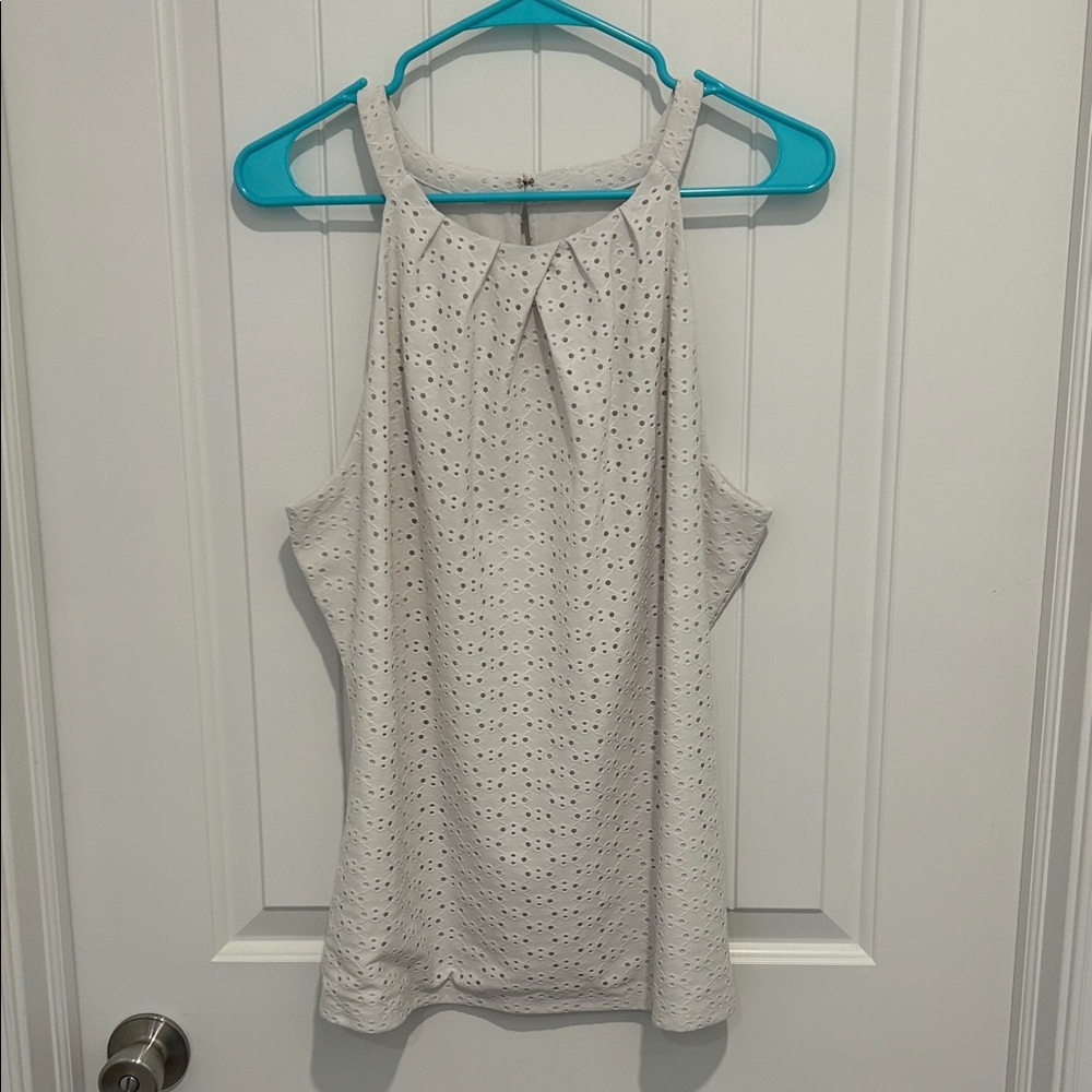 White House Black Market White Eyelet Halter Tank Top